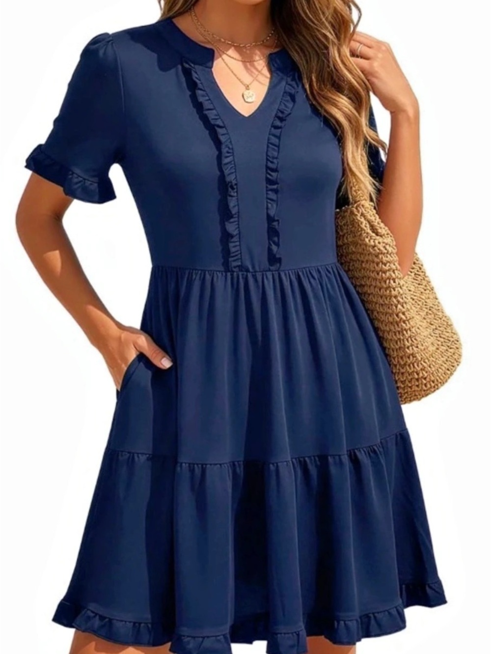 Berydress Womens Dresses 2026 Short Sleeve Babydoll Mini Sun Dress/ Size: S